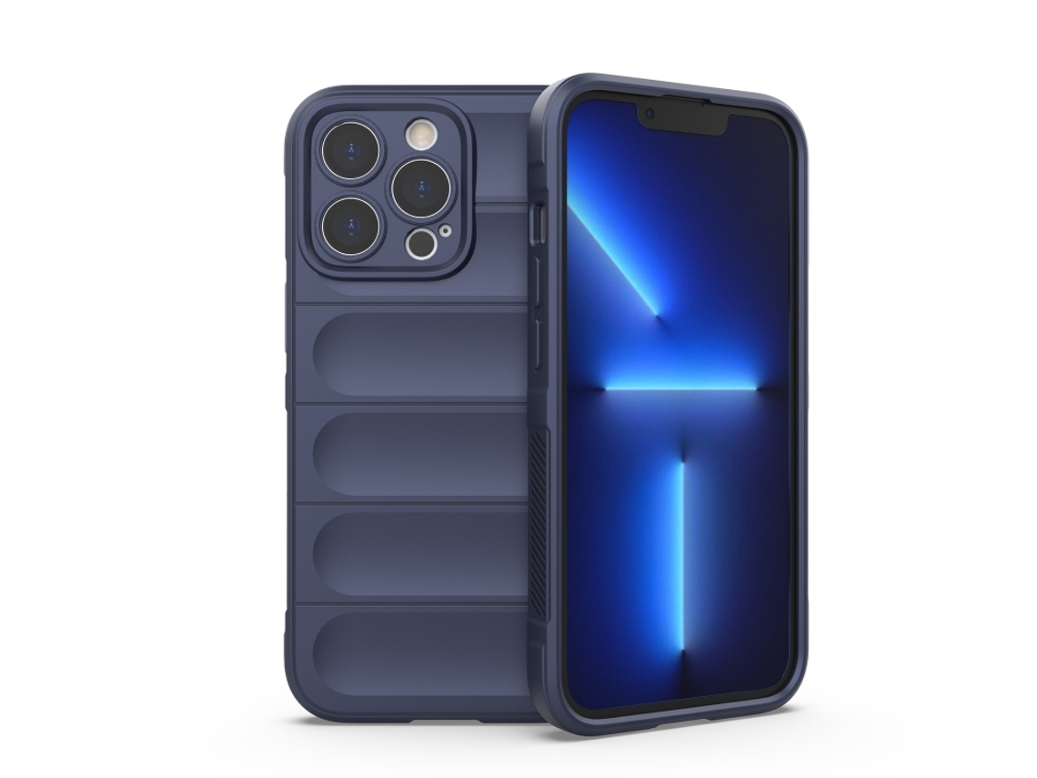 Capa Halinuia Para Iphone 13 Pro Magic Shield Tpu Azul Escuro (proteção Integral, Interior Em Flanela)