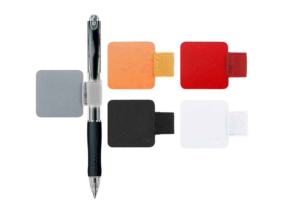 Porta Caneta Loop, 5 Unidades, Autoadesivo, Borracha Elástica, Porta Canetas Em Couro, Para Caderno, Agenda, Prancheta, 5 Cores