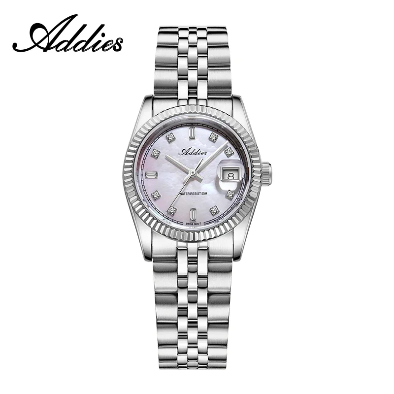 Relógio Feminino De Quartzo De 28 Mm (em Aço Prateado), Com Vidro De Cristal De Safira.