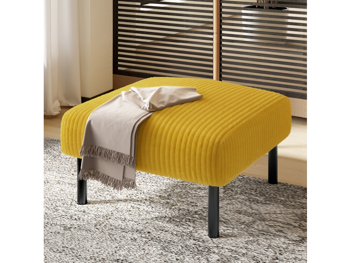Banqueta Veludo Metal Apoio Pés Assento Mesa Lateral VELTRIX
