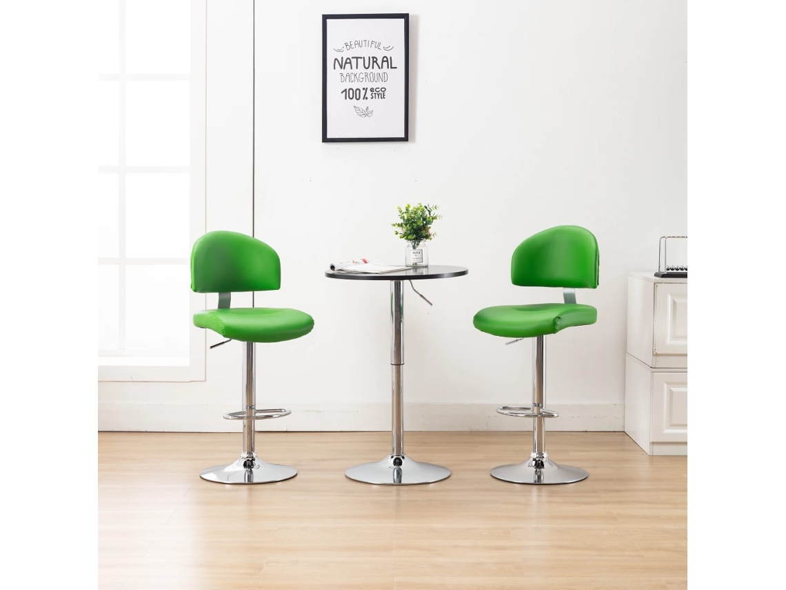 Vidaxl Bancos De Bar 2 Pcs Couro Artificial Verde