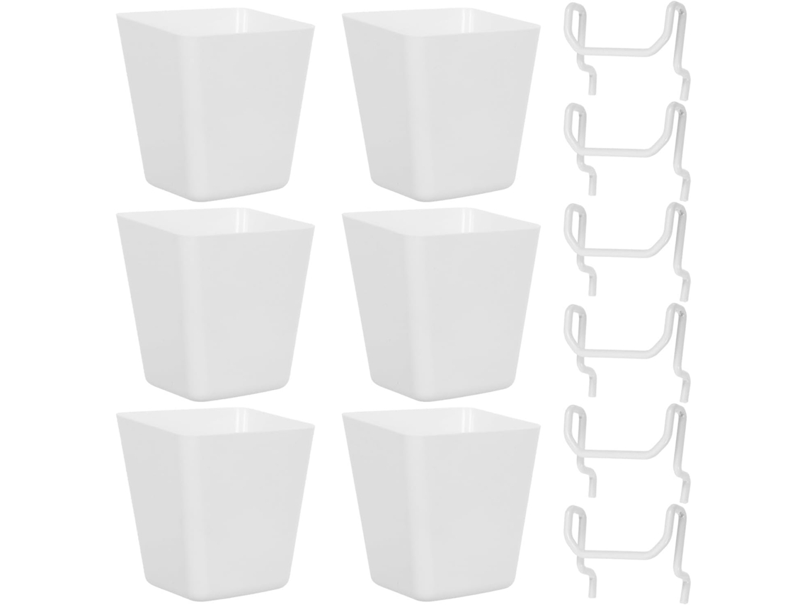 Conjunto De 6 Caixas Organizadoras Cabilock Com Ganchos Metal, Organizador Quadrado De Plástico Garagem, Oficina De