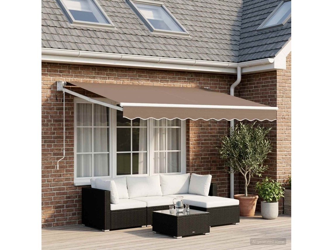 Vidaxl Toldo Retrátil Elétrico Cinzento-acastanhado