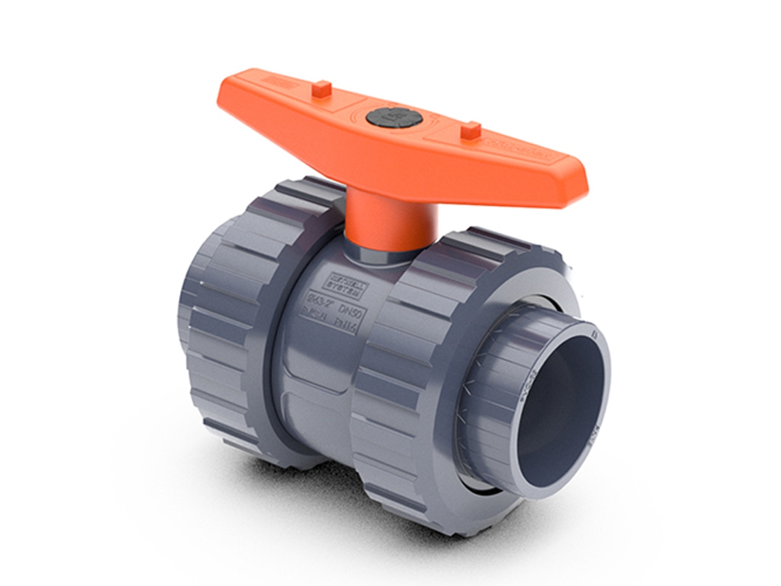 Válvula de Esfera PVC Bidirecional Encamisada 40 A/Viton HIDROTEN