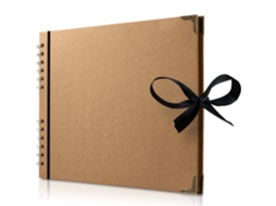 Álbum Scrapbook Marrom 18x18cm 36 Páginas Papel Kraft 200gsm com Fita ZYBLSSBB