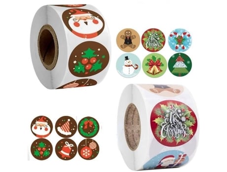 Férias De Natal Adesivos De Presentes, 1000pcs Etiquetas Adesivas Em Papel Kraft Forma Redonda Etiqueta Adesiva, Embalagem De Presentes