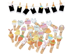 Conjunto 70 Prendedores Roupa Madeira Desenhos Animados Pequenos Fotos Multicoloridos Versáteis Organizadores GOKOCO