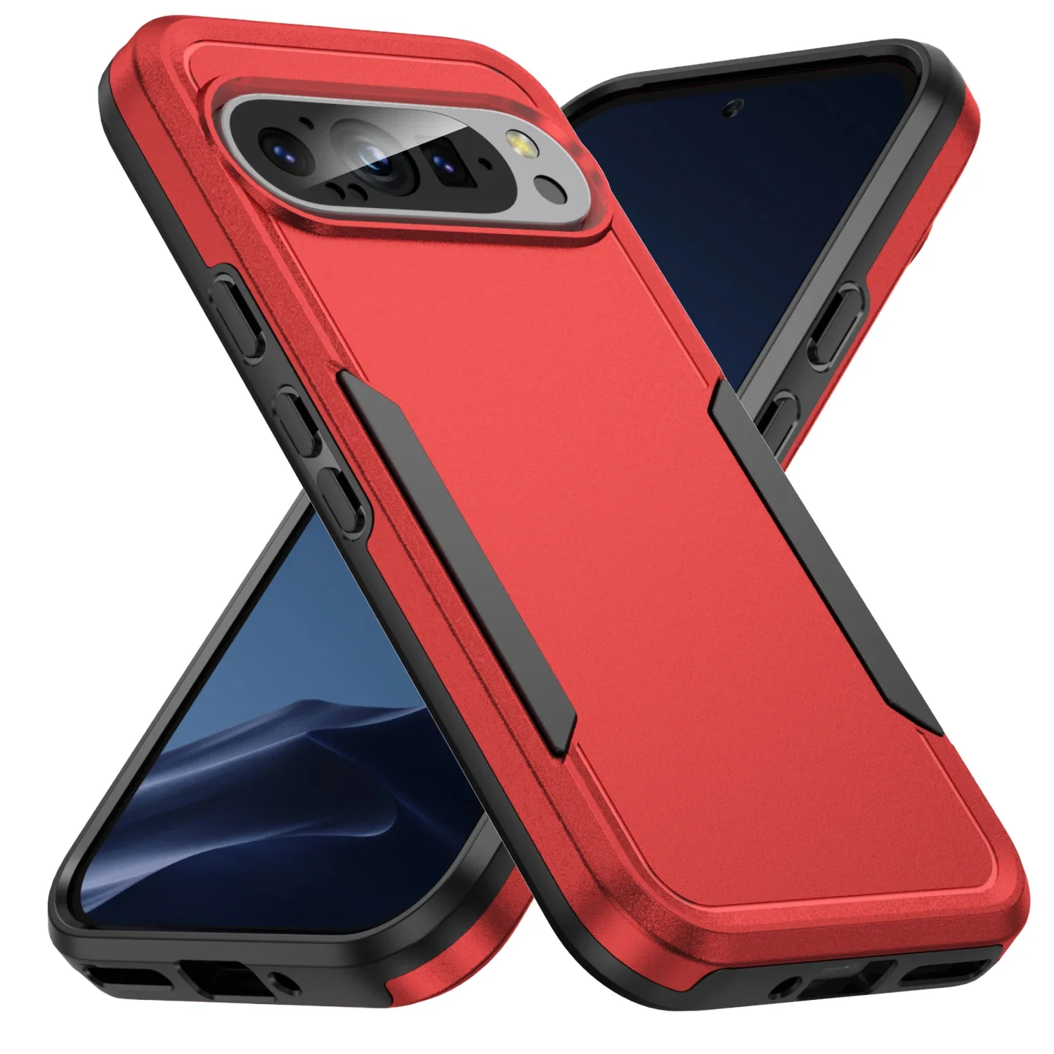 (vermelho, Google Pixel 7) Capa De Celular De Luxo Com Dupla Camada À Prova De Choque, Capa Protetora Rígida E Resistente Em Cor Sólida.