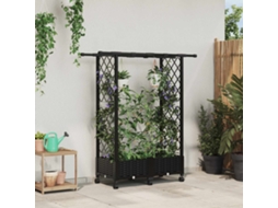 Vidaxl Cama Elevada Com Treliça E Telhado Preto 122,5 X 40 X 127 Cm Pp