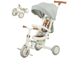 Triciclo Infantil Conversível,carrinho 5 Em 1,guidão Ajustável,cinto De Segurança,sacola,1-3 Anos,branco Creme