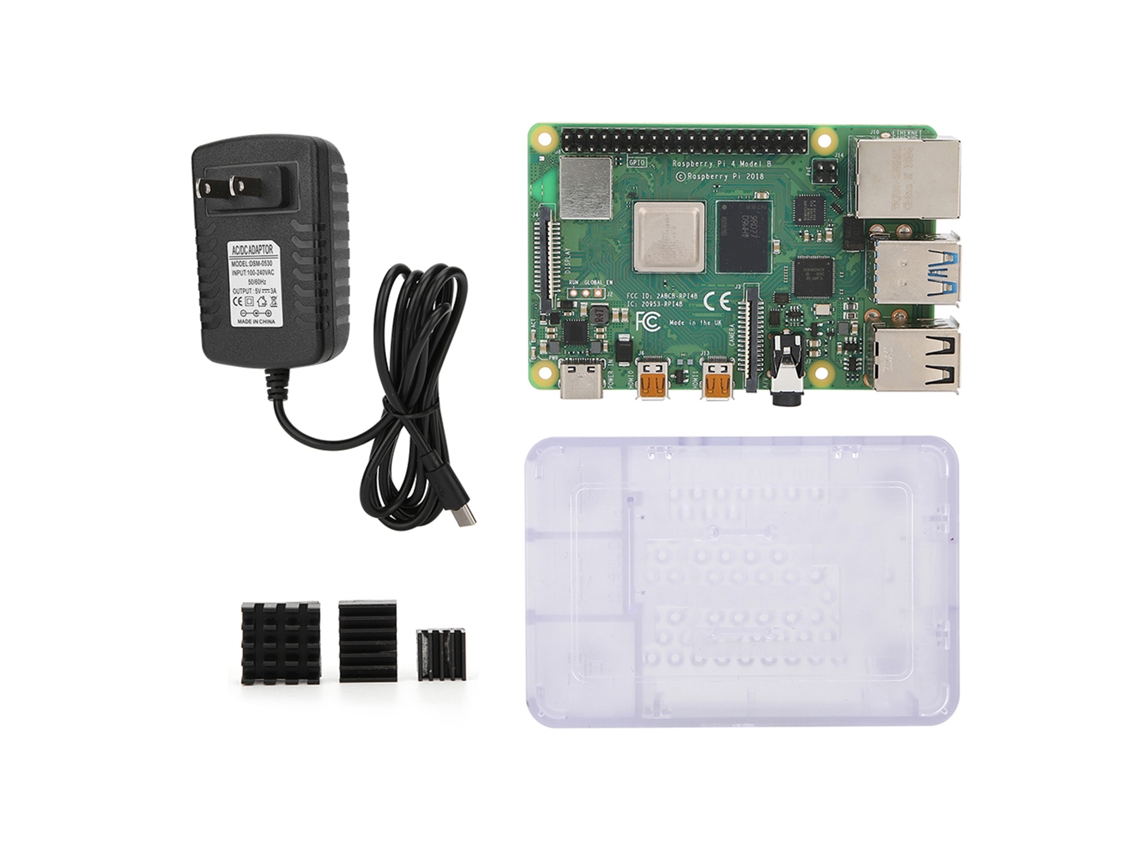 Kit Raspberry Pi 4b Com Capa Abs V4 Incluindo Dissipador De Calor E Fonte De Alimentação