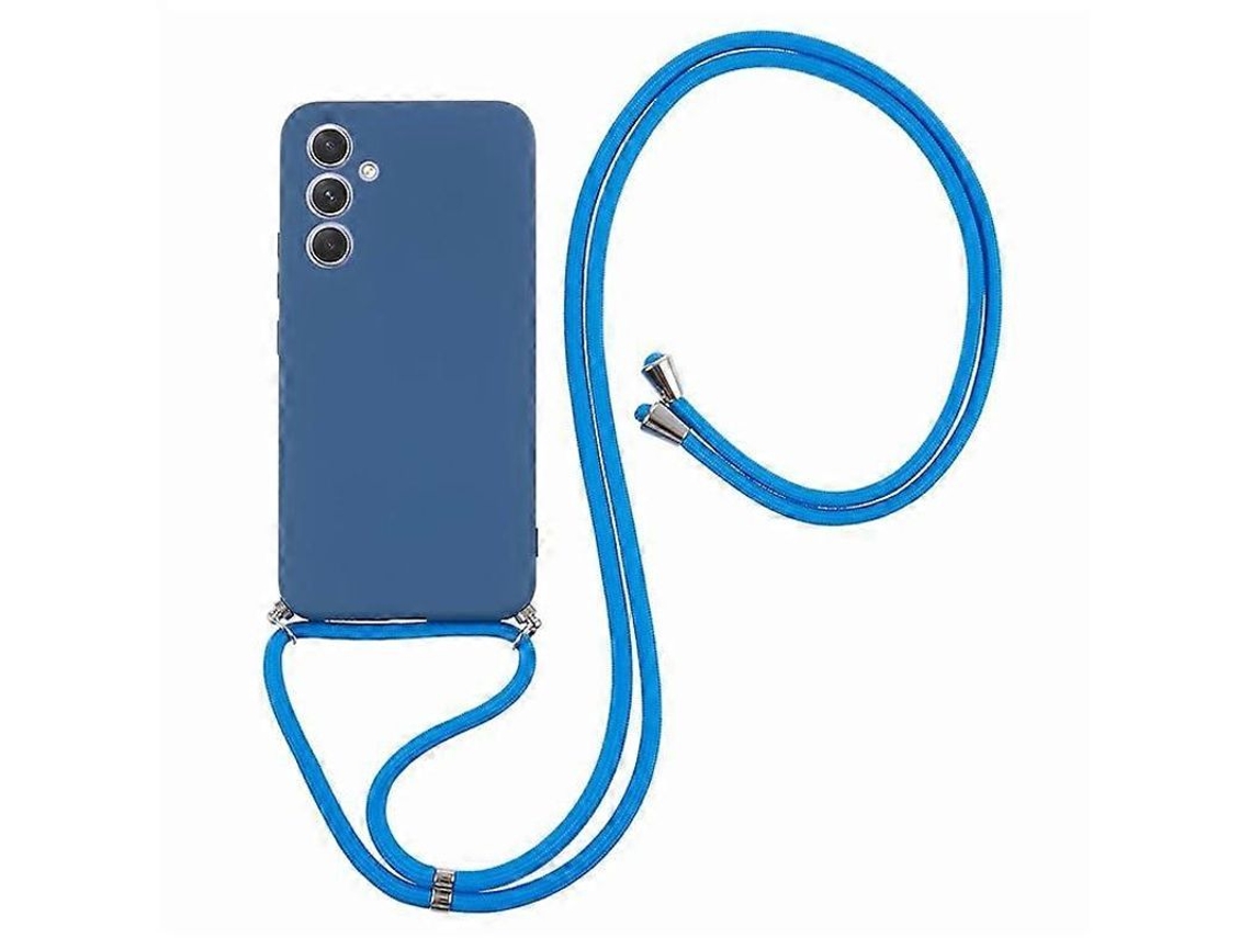 2026 capa Tpu para Samsung Galaxy A34 5g com Fibra Interna e Cordão Longo Azul