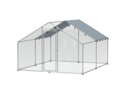 Galinheiro Aço Galvanizado 3x3,4x1,9m, com cobertura Anti uv, Capacidade 10-15 Galinhas, Prata | S/MARCA