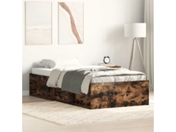 Vidaxl Estrutura De Cama Solteiro 75x190 Cm Carvalho Fumado