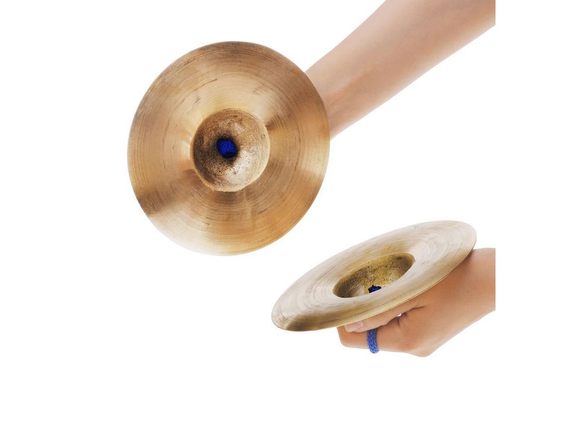 15cm / 5.9in Mini Crianças Pequenas Crianças De Cobre Mão Pratos Gong Banda Ritmo Bate Percussão Instrumento Musical Brinquedo*
