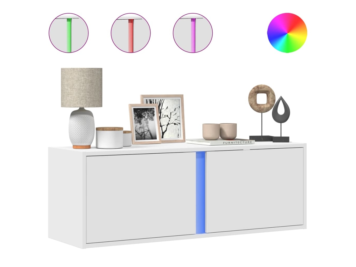 Móvel de Parede para Tv com Luzes Led Branco MAISON EXCLUSIVE (100x31x35 cm)