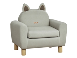 Poltrona Infantil Mini Sofá para Crianças Acima de 3 Anos com Assento Acolchoado Apoio para os Braços 60x42x50cm Cinza FYNTERA EUROPA