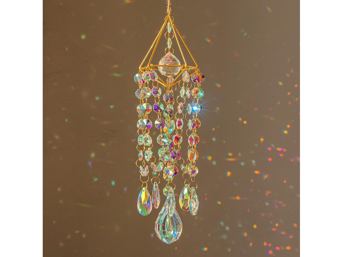 Apanhador de Sol de Cristal Dourado para Jardim Janela ZYBLSSBB
