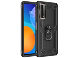 Capa Protetora De Tpu Pc À Prova De Choque Com Suporte Giratório De 360 Graus Para Huawei P Smart 2021 (preta)