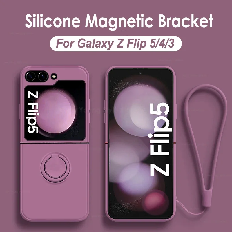 (roxo Z Flip 3) Capa Protetora Traseira Com Suporte Magnético E Resistente A Impactos