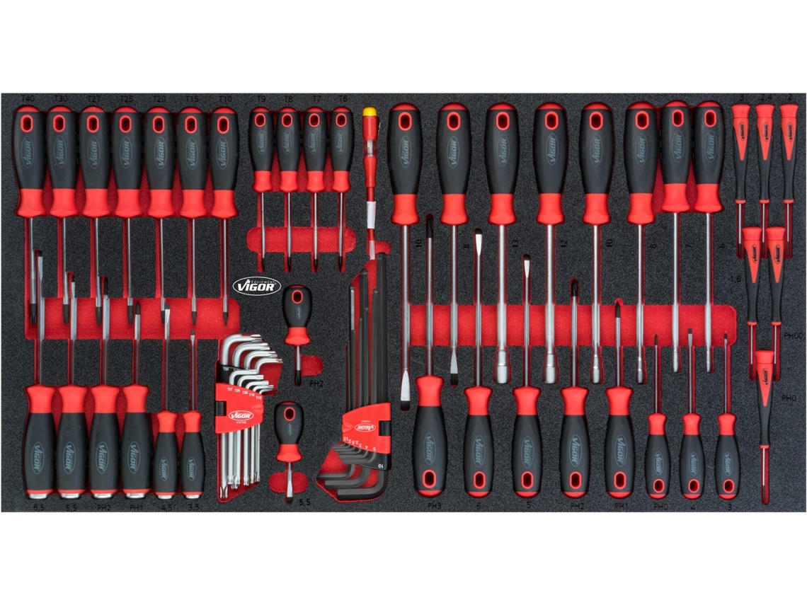 Conjunto de chave de fenda VIGOR V5170 para série Xl Perfil hexagonal externo Perfil T Perfil hexagonal interno Phillips Ph por perfil