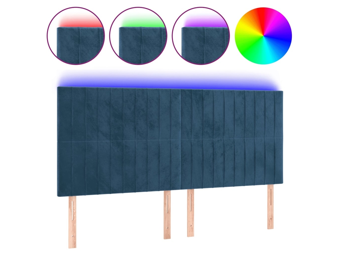 Led Headboard, Led Headboards Vidaxl Azul Veludo (200 X 5 X 118/128 Cm)