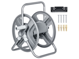 Suporte para Tubo Avvolgitubo BTFORUS para Muro de Jardim e Autoportante para 40m de Tubo, com Manivela, Cinza