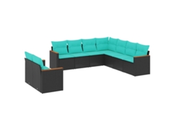 Conjunto de Sofá de Jardim, 5 Peças, Almofadas, Rattan Preto MAISON EXCLUSIVE