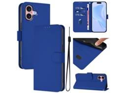Capa De Couro Sintético Para Iphone 16 - Toque Suave - Cor Sólida - Com Cordão