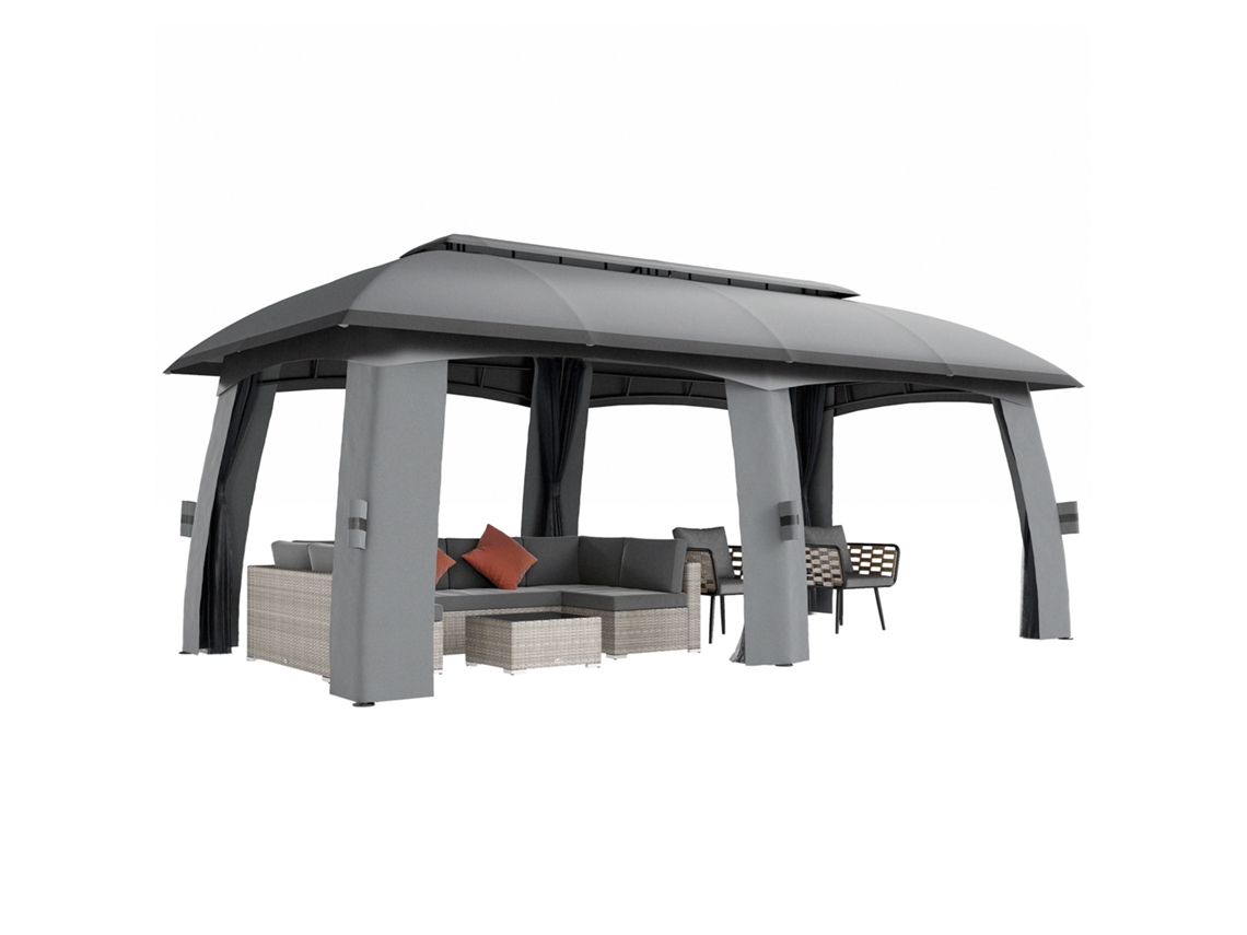 Pavilhão Tenda Festa 3x6x3m cinza escuro anti mosquito ventilado até 15 pessoas S/MARCA