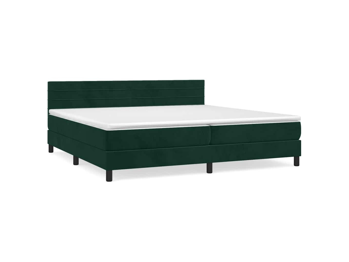Cama com Molas/colchão 200x200 Cm Veludo Verde escuro MAISON EXCLUSIVE