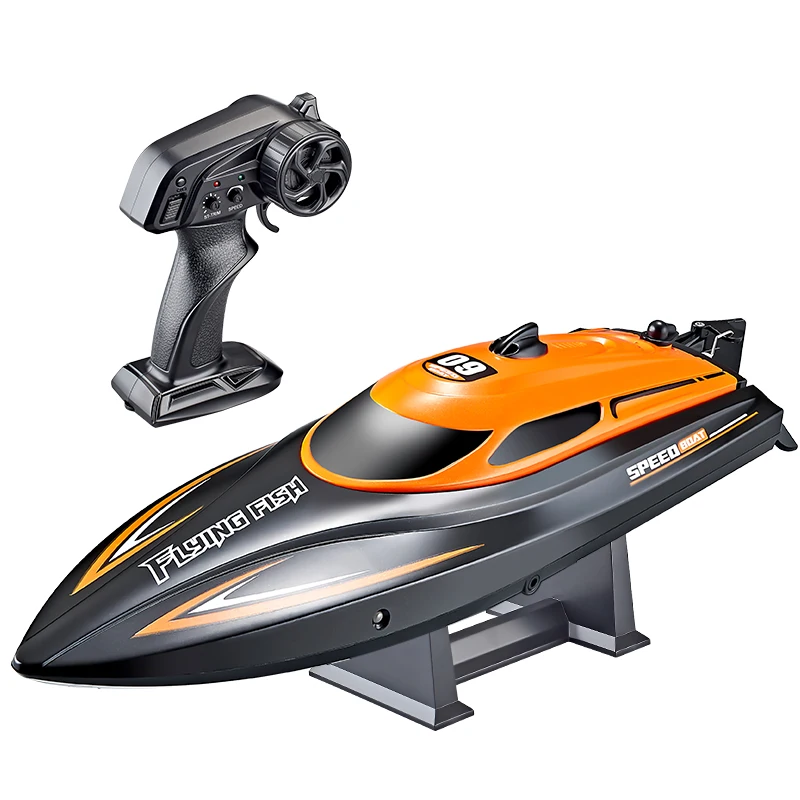 Barco Elétrico com Controle Remoto de 2,4 Ghz, Velocidade de 25 Km/h e Alarme de Bateria Fraca. MDUG (laranja)