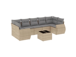 Conjunto de 8 Sofás para Jardim com Almofadões Vime Pe Bege MAISON EXCLUSIVE (8 pcs)