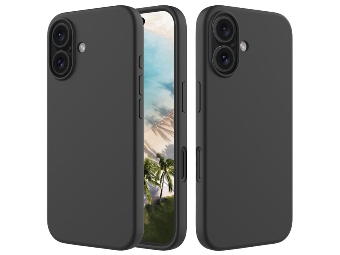 Capa De Silicone Para Iphone 16 Plus - Cor Sólida, Proteção Fina E Antiaderente - Preta