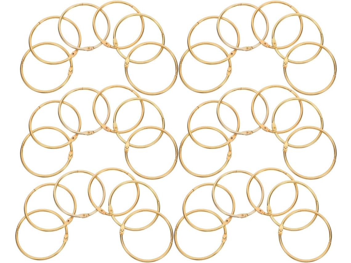 Cabilock Metal Rings 50mm Fichário Folhas Soltas, Com Fecho de Pressão, Cor Dourada, 48 Peças