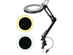 Luminária De Mesa Led 8w Com Objetiva 5 Dioptrias E Clipe Duas Cores, Ideal Para Esteticistas, Profissionais De Leitura