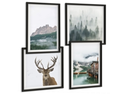 Composição De Quadros Paisagens De Montanha Da Natureza Espelharte (4 Peças)