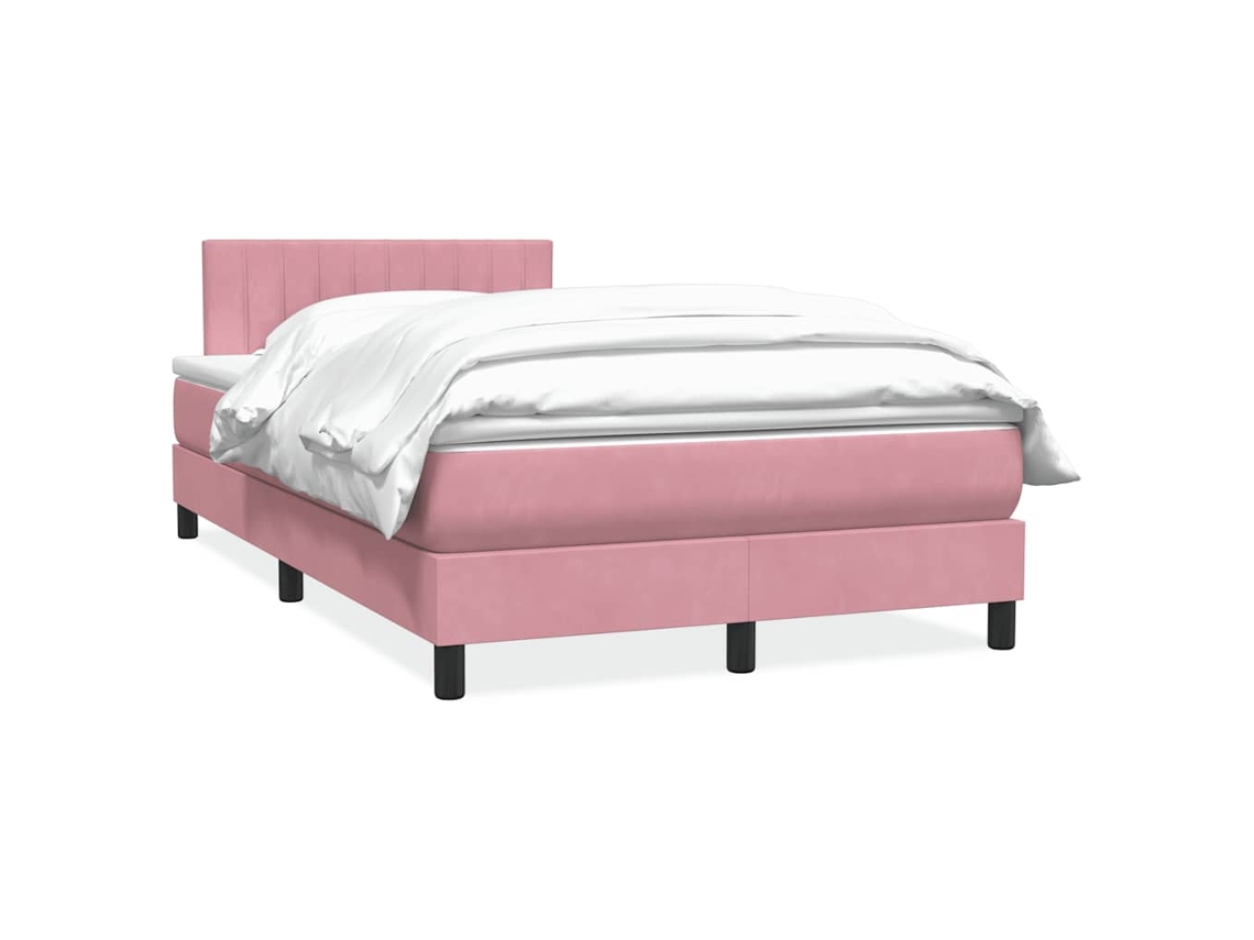 Vidaxl Cama Com Molas/colchão 120x220 Cm Veludo Rosa