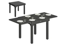 Mesa de Jardim Alumínio Extensível S/MARCA, retangular, ripas, 80/160x80 cm, 4-6 pessoas
