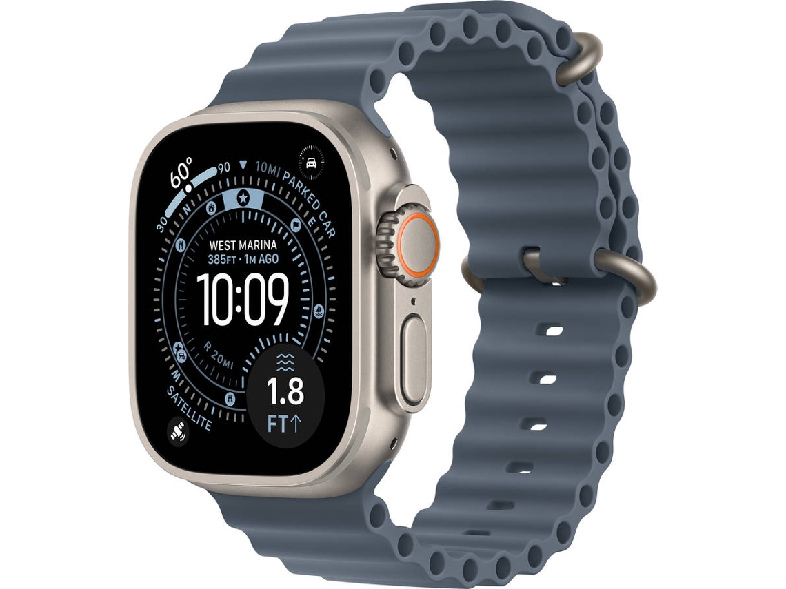 APPLE Watch Ultra 3 GPS + Cellular 49 mm Titânio Natural com Bracelete Ocean Azul-âncora