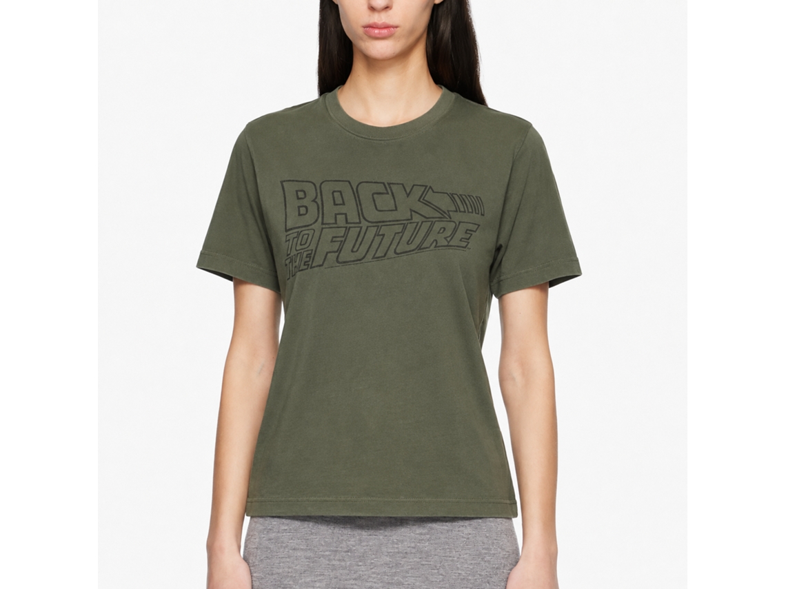 Rockinstone Back To The Future Movie Logo Fade Solid Military Green Adult T-shirt Size:l
