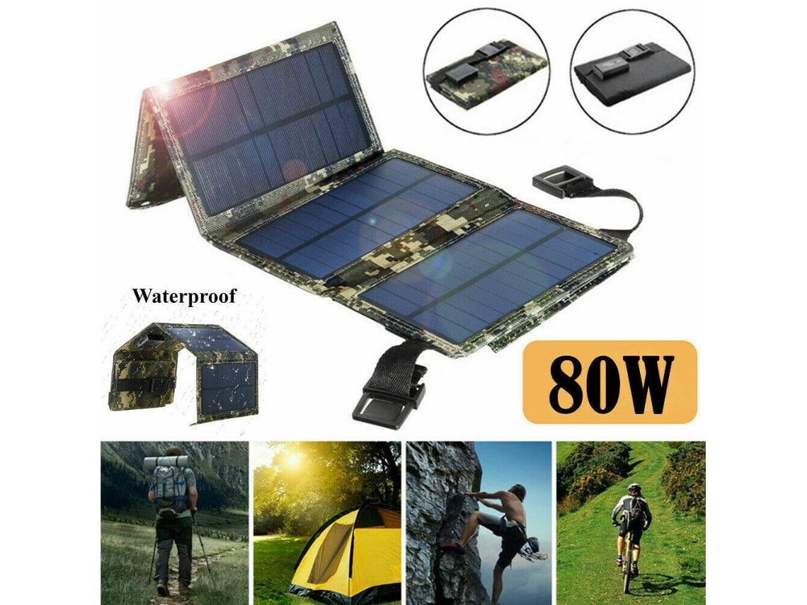 Painel Solar USB Dobrável com Banco de Energia STELASPLEN, 80W, portátil, para viagens e camping