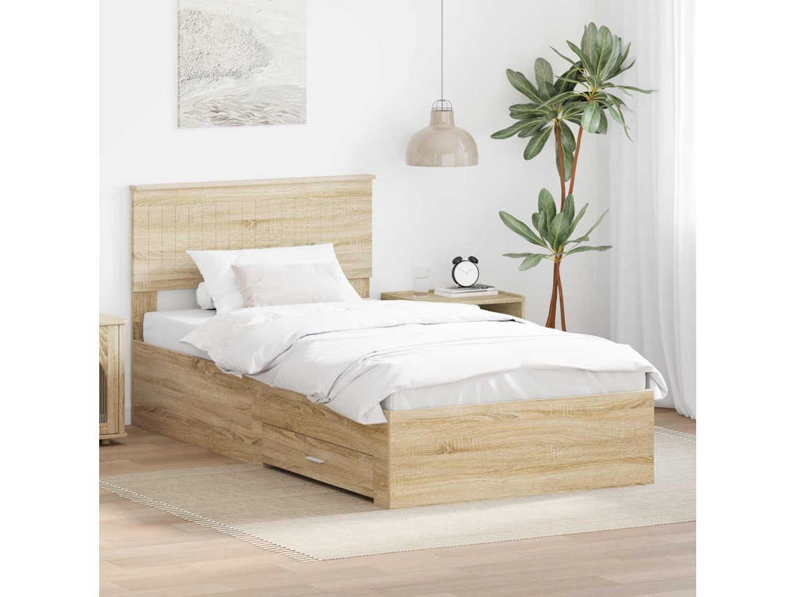 Vidaxl Estrutura Da Cama Com Gaveta Carvalho Sonoma 100 X 200 Cm