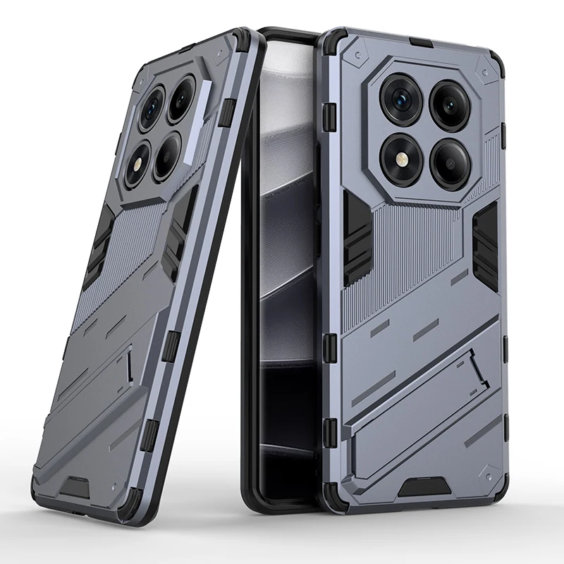 Capa Protetora Resistente A Impactos (cinza, Redmi Note 14 Pro) Com Protetor De Câmera.