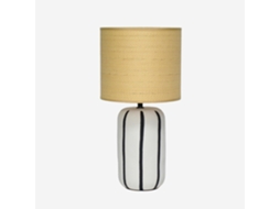 Lâmpada De Mesa Interior Em Cerâmica, Efeito Rattan, Branco Sweeek