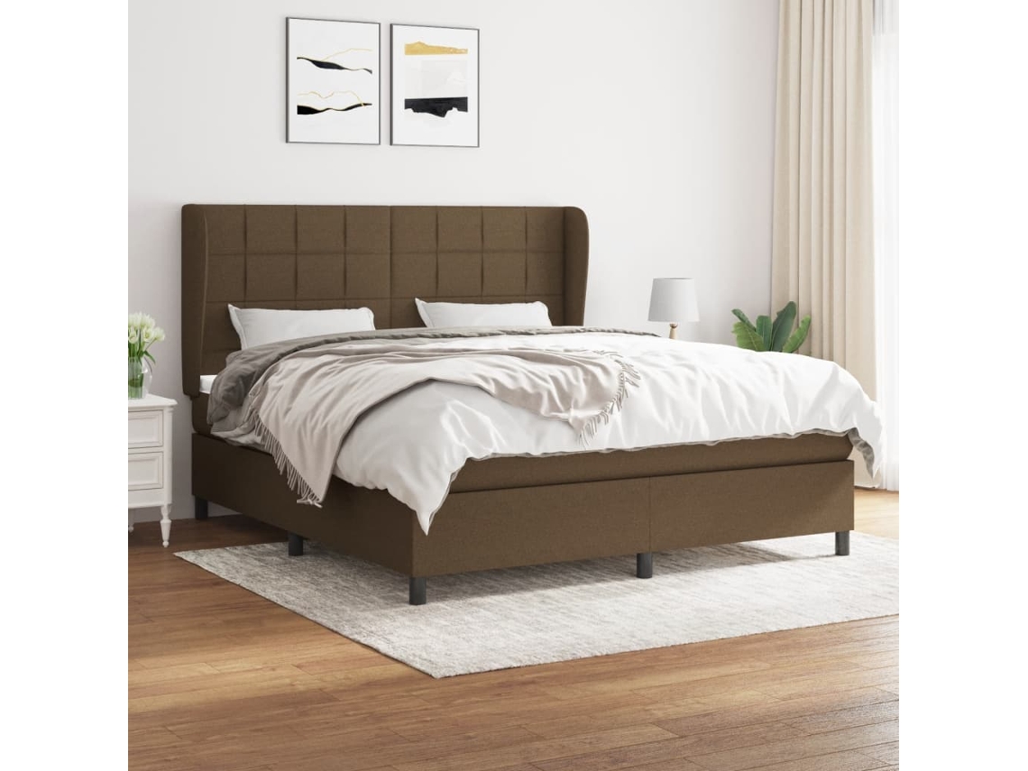 Vidaxl Cama Com Molas/colchão 180x200 Cm Tecido Castanho-escuro
