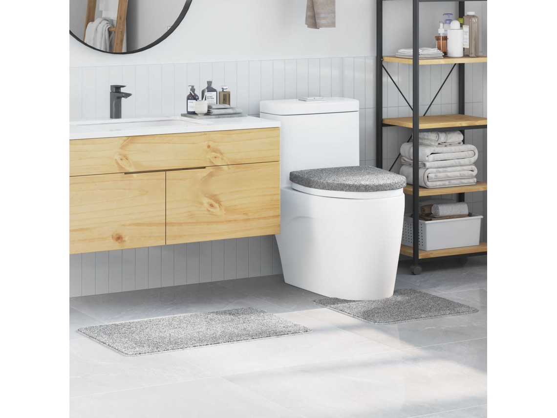 Vidaxl Conjunto De Tapetes De Banho Antiderrapantes 3 Unid. Cinzeto Pp