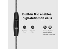 Fone De Ouvido Intra-auricular Qkz Dm10 3.5mm Fio Metal Bass Subwoofer Controle Com Microfone Esportivo