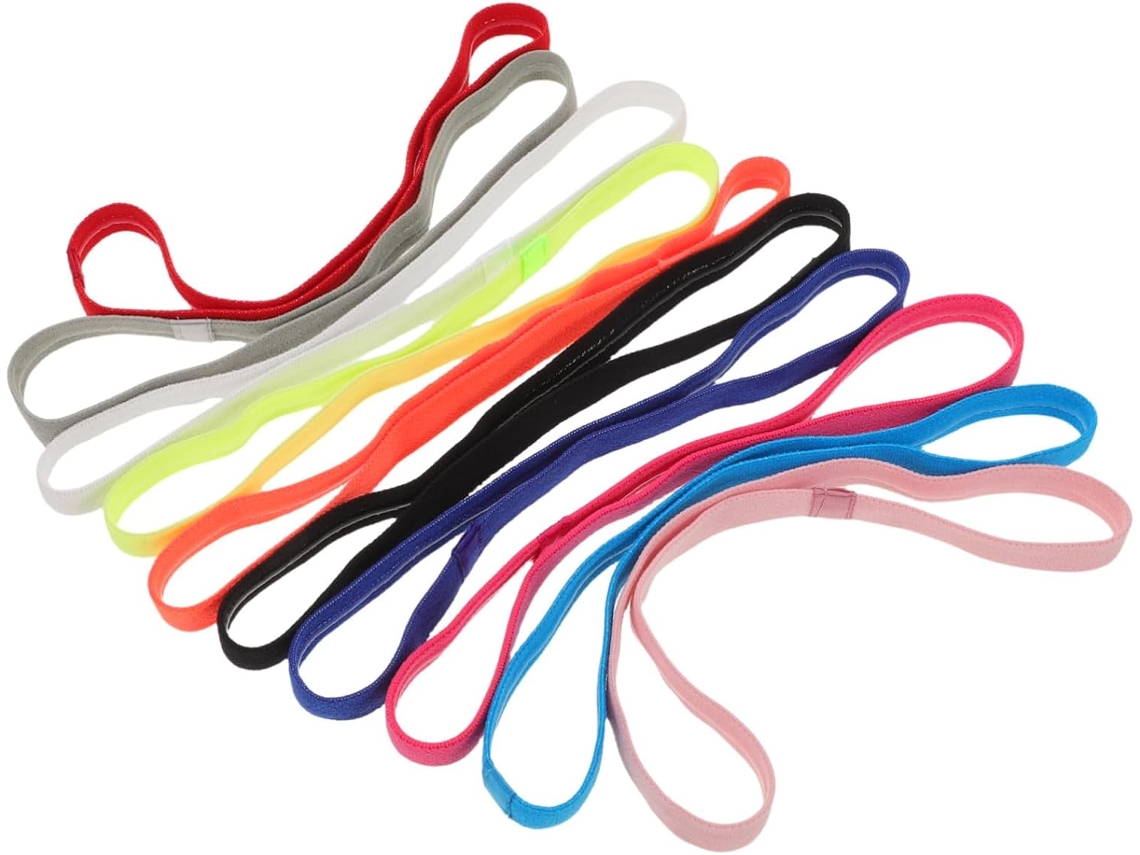 Conjunto De 20 Faixas De Cabeça Esportivas Finas E Antiderrapantes Em Nylon E Elastano Para Mulheres.