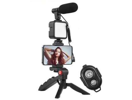 Microfone Vlog Smartphone Fix Criação Vídeo Foto Luz para Huawei ELIGHT Preto